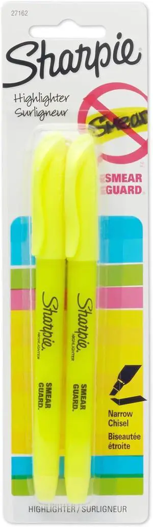 Sharpie Accent Pocket-Style Highlighters, 2 Fluorescent Yellow Highlighters (27162PP) Sharpie Accent Pocket-Style Highlighters, 2 Fluorescent Yellow Highlighters (27162PP)