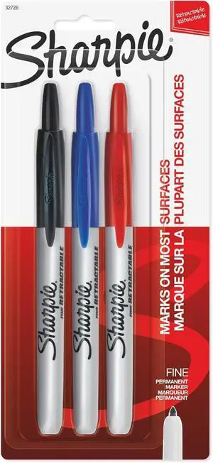 Sharpie Retractable Permanent Markers, Fine Point, Assorted Colors, 3 Count Sharpie Retractable Permanent Markers, Fine Point, Assorted Colors, 3 Count