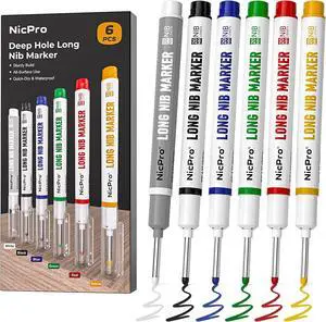 Nicpro 6 PCS Long Nib Marker Pens with 20mm Long Head Fine Tip (Colorful) Nicpro 6 PCS Long Nib Marker Pens with 20mm Long Head Fine Tip (Colorful)