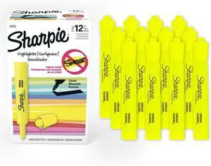 Sharpie Tank Highlighters, Chisel Tip, Fluorescent Yellow, 12 Count Sharpie Tank Highlighters, Chisel Tip, Fluorescent Yellow, 12 Count