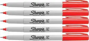Sharpie Red, Ultra Fine Point Tip, Permanent Markers, 5-Count Sharpie Red, Ultra Fine Point Tip, Permanent Markers, 5-Count