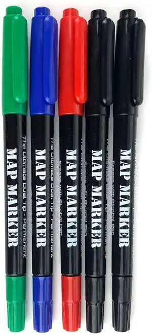 Map Markers - Dual Tip, Pack of 5 Map Markers - Dual Tip, Pack of 5