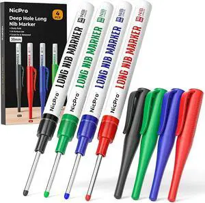 Nicpro 4 PCS Long Nib Marker Pens, 30mm Deep Hole Marker, (Colorful) Nicpro 4 PCS Long Nib Marker Pens, 30mm Deep Hole Marker, (Colorful)