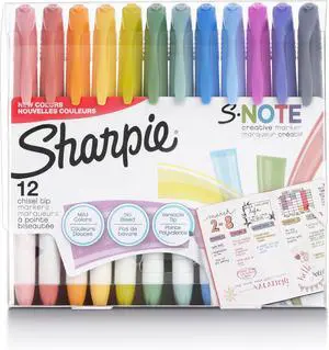 Sharpie S-Note Creative Highlighters, Assorted Pastel Colors, No Bleed, Chisel Tip, 12 Count - Back to School Supplies Sharpie S-Note Creative Highlighters, Assorted Pastel Colors, No Bleed, Chisel Tip, 12 Count - Back to School Supplies