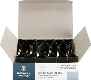 Business Source Fold-Back Binder Clips, Black, Large (Pack of 12) Business Source Fold-Back Binder Clips, Black, Large (Pack of 12)
