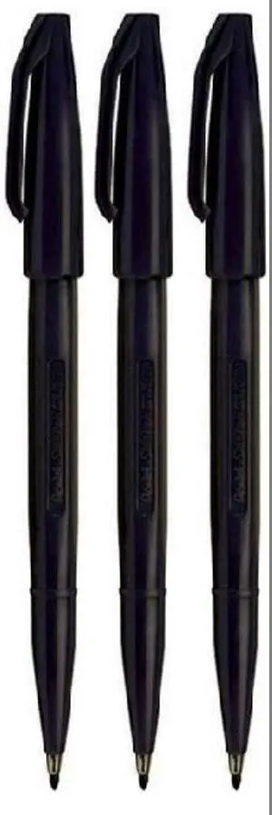 Pentel Black Original Sign Pen S520 Fibre Tip Marker Pens Colour Fineliner 2mm Nib 1mm Line Width (Pack of 3) Pentel Black Original Sign Pen S520 Fibre Tip Marker Pens Colour Fineliner 2mm Nib 1mm Line Width (Pack of 3)