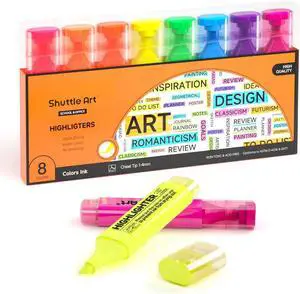 Shuttle Art 8 Assorted Colors Highlighters, Chisel Tip Dry-Quickly Non-Toxic Highlighter Markers for Adults Teachers Students Highlighting on Home School Office Shuttle Art 8 Assorted Colors Highlighters, Chisel Tip Dry-Quickly Non-Toxic Highlighter Markers for Adults Teachers Students Highlighting on Home School Office
