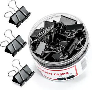 Binder Clips, 48 Pcs Medium Binder Clips, Kalerr Black Binder Clip Medium, 1.25 Inches Office Clip with Container, Paper Binder Clip Office Supplies, Paper Clamps Bulk for Office, Home, School Binder Clips, 48 Pcs Medium Binder Clips, Kalerr Black Binder Clip Medium, 1.25 Inches Office Clip with Container, Paper Binder Clip Office Supplies, Paper Clamps Bulk for Office, Home, School
