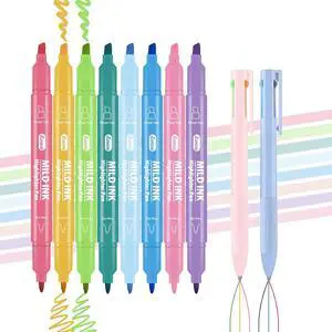 10 Pcs Aesthetic Highlighters and Gel Pens Set - 8 Colors Dual Tip Pastel Highlighters (Chisel & Fine Tips) & 2 Pcs 3-in-1 Multicolor Gel Pens for Journaling, School Supplies, Textbooks 10 Pcs Aesthetic Highlighters and Gel Pens Set - 8 Colors Dual Tip Pastel Highlighters (Chisel & Fine Tips) & 2 Pcs 3-in-1 Multicolor Gel Pens for Journaling, School Supplies, Textbooks