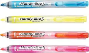 Pentel Handy-Line S Retractable Highlighter, Chisel Tip, Assorted Ink Colors, 4/ Pack (SXS15BP4M) Pentel Handy-Line S Retractable Highlighter, Chisel Tip, Assorted Ink Colors, 4/ Pack (SXS15BP4M)