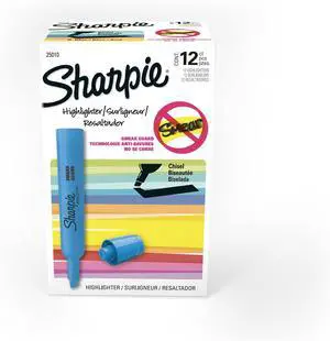 Sharpie Tank Style Highlighters, Chisel Tip, Fluorescent Blue, Box of 12 Sharpie Tank Style Highlighters, Chisel Tip, Fluorescent Blue, Box of 12