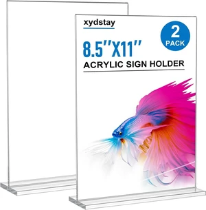 xydstay 8.5x11 Acrylic Sign Holder,Clear Table Display Stand,2 Pack xydstay 8.5x11 Acrylic Sign Holder,Clear Table Display Stand,2 Pack