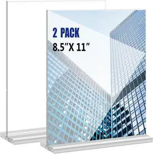 KOOLDE Acrylic Sign Holder 8.5x11 Inches 2 Pack T Shape Desktop Display Stand Vertical Double Sided Clear Table Menu Flyer Holder for Restaurants, Office, Shop, Wedding KOOLDE Acrylic Sign Holder 8.5x11 Inches 2 Pack T Shape Desktop Display Stand Vertical Double Sided Clear Table Menu Flyer Holder for Restaurants, Office, Shop, Wedding