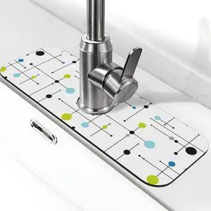 Atomic Mid Century Geometry Rustic Modern Black Kitchen Sink Splash Guard Faucet Mat 1 Pcs, Absorbent Fast Drying Mat Gadgets Splash Guard For Bathroom 15 X 5.5 Inches Atomic Mid Century Geometry Rustic Modern Black Kitchen Sink Splash Guard Faucet Mat 1 Pcs, Absorbent Fast Drying Mat Gadgets Splash Guard For Bathroom 15 X 5.5 Inches