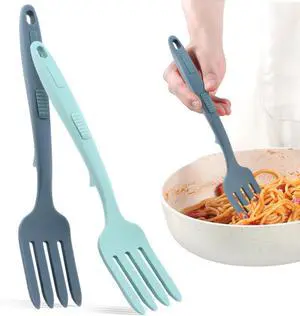 2pcs Silicone Flexible Forks, Non Stick Cooking Fork Multifunctional Spaghetti Fork Heat Resistan-t Baking For-k with Hanging Hole, for Stir Mix Mash(COLOR:Lake Blue, Dark Blue) 2pcs Silicone Flexible Forks, Non Stick Cooking Fork Multifunctional Spaghetti Fork Heat Resistan-t Baking For-k with Hanging Hole, for Stir Mix Mash(COLOR:Lake Blue, Dark Blue)