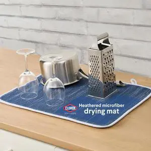Clorox Heathered Drying Mat - 100% Polyester Ultra Absorbent Microfiber, For Drying and Draining Dishes at Kitchen Sink, Perfect for Everyday Use - 15" x 20" - Navy Clorox Heathered Drying Mat - 100% Polyester Ultra Absorbent Microfiber, For Drying and Draining Dishes at Kitchen Sink, Perfect for Everyday Use - 15" x 20" - Navy