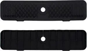 24 Inch Faucet Mat for Kitchen Sink Silicone Sink Splash Guard 5° Slope Faucet Draining Mat Dish Soap Sponge Holder Around Faucet Bathroom Gadgets Sink Accessories Drying Mats Organizer, Black 24 Inch Faucet Mat for Kitchen Sink Silicone Sink Splash Guard 5° Slope Faucet Draining Mat Dish Soap Sponge Holder Around Faucet Bathroom Gadgets Sink Accessories Drying Mats Organizer, Black