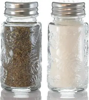 2 Pack Glass Salt and Pepper Shakers Set with 304 Stainless Steel Lid, Vintage Spice Shakers for Dining Room Table, Kitchen, Restaurant(Round-Leaf) 2 Pack Glass Salt and Pepper Shakers Set with 304 Stainless Steel Lid, Vintage Spice Shakers for Dining Room Table, Kitchen, Restaurant(Round-Leaf)