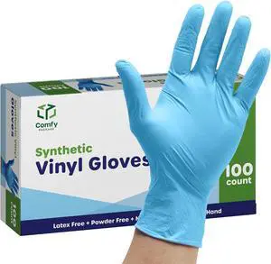 Comfy Package Synthetic Vinyl Blend Disposable Plastic Gloves Non-Sterile, Powder & Latex Free Comfy Package Synthetic Vinyl Blend Disposable Plastic Gloves Non-Sterile, Powder & Latex Free