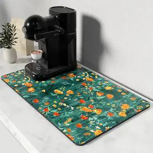Rnivvi Coffee Mat, 12" x 19" Cute Coffee Bar Mats for Espresso Machine Station Accessories and Organizer, Hide Stain Rubber Backed Absorbent Dish Drying Pad for Kitchen Counter, Gentle Forest Flowers Rnivvi Coffee Mat, 12" x 19" Cute Coffee Bar Mats for Espresso Machine Station Accessories and Organizer, Hide Stain Rubber Backed Absorbent Dish Drying Pad for Kitchen Counter, Gentle Forest Flowers