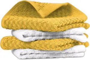 Infinitee Xclusives Premium Dish Cloth 100% Cotton 12 x 12 Inches |Pack of 4|-Ultra Soft Tea Towels - Highly Absorbent Kitchen Rags-Terry Dishcloth for Kitchen and Household Cleaning |Radiant Yellow| Infinitee Xclusives Premium Dish Cloth 100% Cotton 12 x 12 Inches |Pack of 4|-Ultra Soft Tea Towels - Highly Absorbent Kitchen Rags-Terry Dishcloth for Kitchen and Household Cleaning |Radiant Yellow|