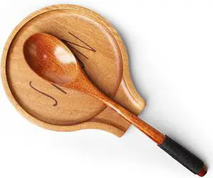 Acacia Wood Spoon Rest, Wooden Spoon Holder With Non Slip Silicone Feet, Multifunctional Kitchen Utensil Holder and Rest for Kitchen Countertop, Brown Labeled "SPOON", 6.1" x 5.1" Irregular Acacia Wood Spoon Rest, Wooden Spoon Holder With Non Slip Silicone Feet, Multifunctional Kitchen Utensil Holder and Rest for Kitchen Countertop, Brown Labeled "SPOON", 6.1" x 5.1" Irregular