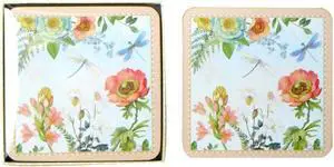Lightahead Set of 4 MDF Wood Square Coasters for Tea Coffee Cups Mugs Drinks Glass, Floral Design in a Gift Box (Pink) Lightahead Set of 4 MDF Wood Square Coasters for Tea Coffee Cups Mugs Drinks Glass, Floral Design in a Gift Box (Pink)