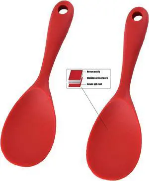 Silicone Rice Paddle Spoon Set of 2,Non Stick Heat Resistant Kitchen Gadge Rice Spoon,Rice Scooper,Rice Spatula,Rice Spoon Paddle,Rice Cooker Spoon,Works for Rice,Mashed Potato Or More (Red) Silicone Rice Paddle Spoon Set of 2,Non Stick Heat Resistant Kitchen Gadge Rice Spoon,Rice Scooper,Rice Spatula,Rice Spoon Paddle,Rice Cooker Spoon,Works for Rice,Mashed Potato Or More (Red)