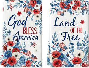 Artoid Mode Hydrangea Floral Star Flag 4th of July Kitchen Towels Dish Towels, 18x26 Inch Independence Day Decoration Cleaning Set of 2 Artoid Mode Hydrangea Floral Star Flag 4th of July Kitchen Towels Dish Towels, 18x26 Inch Independence Day Decoration Cleaning Set of 2