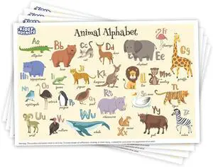 40 Pack Waterproof Disposable Placemats for Baby, Place mats for Kids, Toddler - Kids Placemats for Dining Table Tyke, Restaurants, and Travel (Animal Alphabet Theme) 40 Pack Waterproof Disposable Placemats for Baby, Place mats for Kids, Toddler - Kids Placemats for Dining Table Tyke, Restaurants, and Travel (Animal Alphabet Theme)