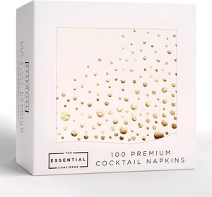 Gold Cocktail Napkins, 100 White and Gold Party Napkins, 5x5 Inch Gold Cocktail Napkins, 100 White and Gold Party Napkins, 5x5 Inch