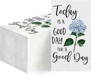 100Pcs Paper Napkins, Blue Hydrangea Good Day Celebration 100Pcs Paper Napkins, Blue Hydrangea Good Day Celebration
