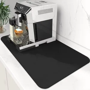 Coffee Mat Super Absorbent Dish Drying Mat Coffee Bar Accessories Match with Machine Large Drying Mats for Kitchen Counter 12" W x 19" L, Black Coffee Mat Super Absorbent Dish Drying Mat Coffee Bar Accessories Match with Machine Large Drying Mats for Kitchen Counter 12" W x 19" L, Black