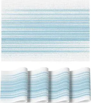 White Blue Vinyl Placemats Set of 4, Washable Heat Resistant Non-Slip Woven Plastic PVC Spring Place Mats for Farmhouse Holiday Party Kitchen Dining Decor White Blue Vinyl Placemats Set of 4, Washable Heat Resistant Non-Slip Woven Plastic PVC Spring Place Mats for Farmhouse Holiday Party Kitchen Dining Decor