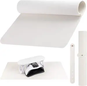 Nail Art Table Mat, (MAT ONLY) Foldable Nail Art Hand Rest Pad for Nail Arm Rest, Soft Microfiber PU Leather Nail Mat for Table, Manicure Mat Nail Table Pad Desk Mat for Nail Tech Must Haves - White Nail Art Table Mat, (MAT ONLY) Foldable Nail Art Hand Rest Pad for Nail Arm Rest, Soft Microfiber PU Leather Nail Mat for Table, Manicure Mat Nail Table Pad Desk Mat for Nail Tech Must Haves - White