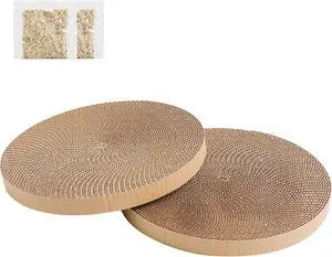 Round Cat Scratcher Refill 10 inch Diameter 7/8 Inch Thickness Circle Cardboard Cat Scratcher Replacement Pads Cat Scratching Board cat Scratcher Pad for Indoor2 PCS Round Cat Scratcher Refill 10 inch Diameter 7/8 Inch Thickness Circle Cardboard Cat Scratcher Replacement Pads Cat Scratching Board cat Scratcher Pad for Indoor2 PCS