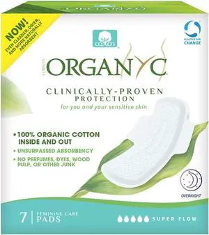 New and Improved 100% Certified Organic Cotton Inside and Out Overnight Feminine Pads, Heaviest Flow, Super Absorbency 2.0, 7 Count New and Improved 100% Certified Organic Cotton Inside and Out Overnight Feminine Pads, Heaviest Flow, Super Absorbency 2.0, 7 Count