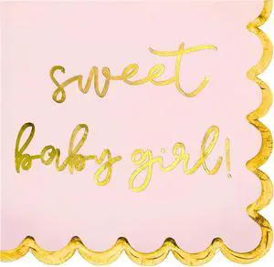 Girl Baby Shower Decorations, Pink and Gold "Sweet Baby Girl" Cocktail Napkins, Gender Reveals, Sprinkles Party Decor, Pregnancy Announcements, Welcome Home, Elegant and Disposable, 50 Pack Girl Baby Shower Decorations, Pink and Gold "Sweet Baby Girl" Cocktail Napkins, Gender Reveals, Sprinkles Party Decor, Pregnancy Announcements, Welcome Home, Elegant and Disposable, 50 Pack