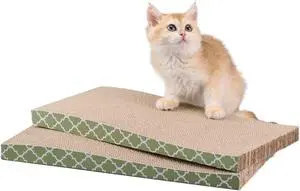 Cat Scratcher Cardboard Scratching Pads Scratch with Catnip 2PCS Reversible Corrugated Cardboard Cat Scratcher Cardboard Scratching Pads Scratch with Catnip 2PCS Reversible Corrugated Cardboard