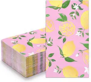 50Pcs Lemon Napkins - 3-Ply Guest Disposable Hand Towels for Bathroom, Wedding Holiday Anniversary Birthday Party Bridal Baby Shower - 4.3 x 7.9 In 50Pcs Lemon Napkins - 3-Ply Guest Disposable Hand Towels for Bathroom, Wedding Holiday Anniversary Birthday Party Bridal Baby Shower - 4.3 x 7.9 In