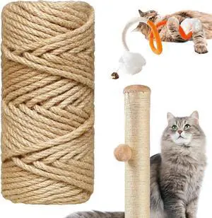 Natural Sisal Rope for Cat Scratcher,1/6 inch,164Ft,Natural Jute Rope for Cat Scratcher Repair and DIY Tree, Recovering, Hemp Twine Rope for Cat Scratching Post Tower Replacement with Chew Toy Natural Sisal Rope for Cat Scratcher,1/6 inch,164Ft,Natural Jute Rope for Cat Scratcher Repair and DIY Tree, Recovering, Hemp Twine Rope for Cat Scratching Post Tower Replacement with Chew Toy
