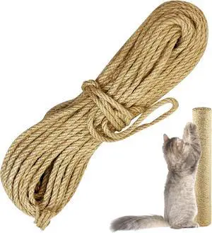 Cat Natural Sisal Rope for Scratching Post, 6 mm 66 Ft | Hemp Rope, Tree Replacement, Repairing, Cat Tree and Tower Cat Natural Sisal Rope for Scratching Post, 6 mm 66 Ft | Hemp Rope, Tree Replacement, Repairing, Cat Tree and Tower