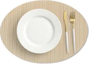 Oval Placemats Set of 6 Woven Vinyl Non-Slip Heat Resistant Stain Resistant Easy Clean Place mats for Dining Table(Light Brown) Oval Placemats Set of 6 Woven Vinyl Non-Slip Heat Resistant Stain Resistant Easy Clean Place mats for Dining Table(Light Brown)
