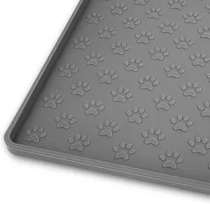Pet Placemat for Dog and Cat, Mat for Prevent Food and Water Overflow, Suitable for Small, Medium and Big Pet, 18" 12", Grey, Silicone Pet Placemat for Dog and Cat, Mat for Prevent Food and Water Overflow, Suitable for Small, Medium and Big Pet, 18" 12", Grey, Silicone