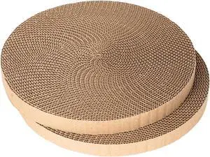 Round Cat Scratcher Refill - 10 Inch Diameter, 7/8 Inch Thickness - Cardboard Cat Scratcher Scratching Board Replacement Pads (2pcs) for Indoor Cats Round Cat Scratcher Refill - 10 Inch Diameter, 7/8 Inch Thickness - Cardboard Cat Scratcher Scratching Board Replacement Pads (2pcs) for Indoor Cats