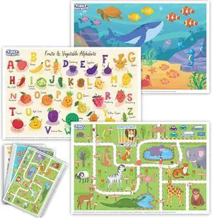 40 Pack Waterproof Disposable Placemats for Baby, Place mats for Kids, Toddler - Kids Placemats for Dining Table Tyke, Restaurants, and Travel (Aquarium, Alphabet and Zoo Theme) 40 Pack Waterproof Disposable Placemats for Baby, Place mats for Kids, Toddler - Kids Placemats for Dining Table Tyke, Restaurants, and Travel (Aquarium, Alphabet and Zoo Theme)