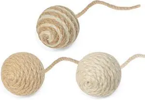 Cat Toy Ball with Sisal Rope Wrapping 3 Pack Sisal Cat Toy Ball with Rope & Quiet Bell, 1.77" Natural Interactive Cat Scratching Ball for Indoor Cats (Beige, Yellow, Striped) Cat Toy Ball with Sisal Rope Wrapping 3 Pack Sisal Cat Toy Ball with Rope & Quiet Bell, 1.77" Natural Interactive Cat Scratching Ball for Indoor Cats (Beige, Yellow, Striped)