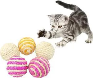 Cat Sisal Ball 5 Packs, 4.5CM Assorted Colored Sisal Balls for Cats to Scratch, Pat, Bite or Chase, Interactive Cat Toys for Indoors Cats Random Color(4.5cm 5pcs) Cat Sisal Ball 5 Packs, 4.5CM Assorted Colored Sisal Balls for Cats to Scratch, Pat, Bite or Chase, Interactive Cat Toys for Indoors Cats Random Color(4.5cm 5pcs)