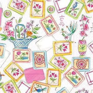Cocktail Napkins Disposable 3-Ply Paper Party Napkin Pack, 5" x 5", Mahjong Pink, 20-Count Cocktail Napkins Disposable 3-Ply Paper Party Napkin Pack, 5" x 5", Mahjong Pink, 20-Count