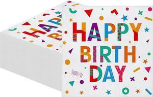 100 Pieces Colored Happy Birthday Paper Napkins Disposable Party Napkins 13" x 13" Unfolded Tableware Napkin for Happy Birthday Party Supplies Table Decoration 100 Pieces Colored Happy Birthday Paper Napkins Disposable Party Napkins 13" x 13" Unfolded Tableware Napkin for Happy Birthday Party Supplies Table Decoration